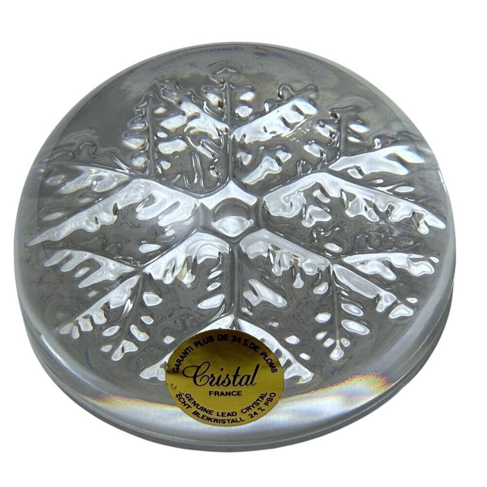 Crystal Snowflake Paperweight by Avon Clear Made in France Christmas Collectible